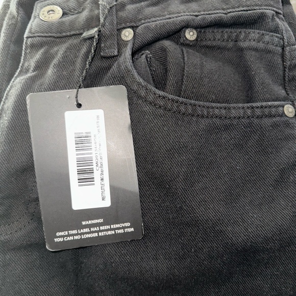 PRETTY LITTLE THING BLACK LACE UP WIDE LEFT JEANS (SHAPE) - Picture 4 of 5